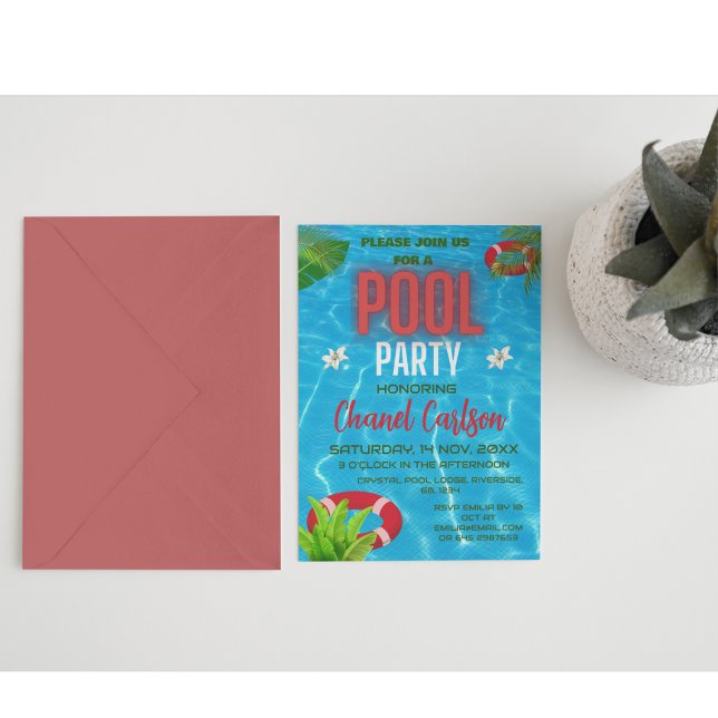 Tropical Pool Party | Summer Birthday Invitation (Creator Uploaded)