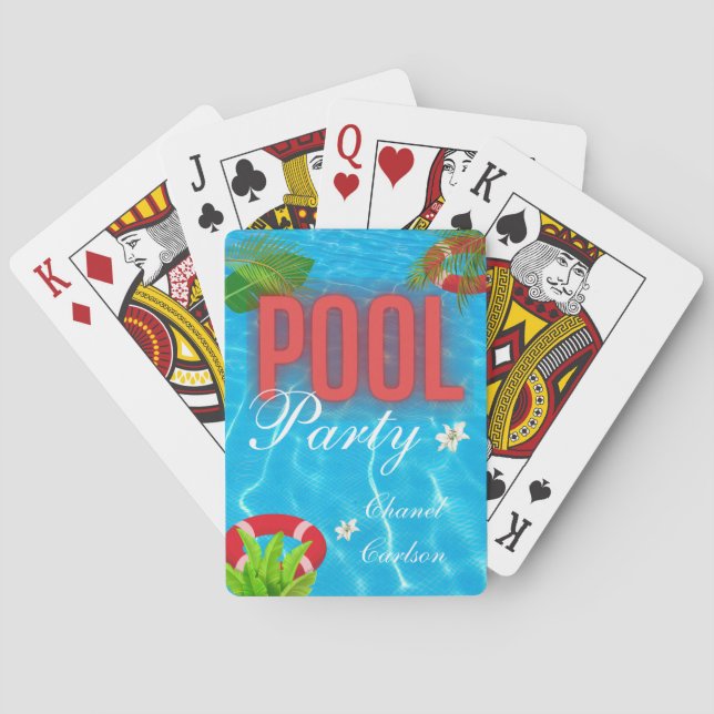 Tropical Pool Party | Summer Birthday  Playing Cards (Back)