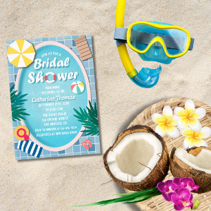 Tropical Pool Party Summer Bridal Shower Invitation