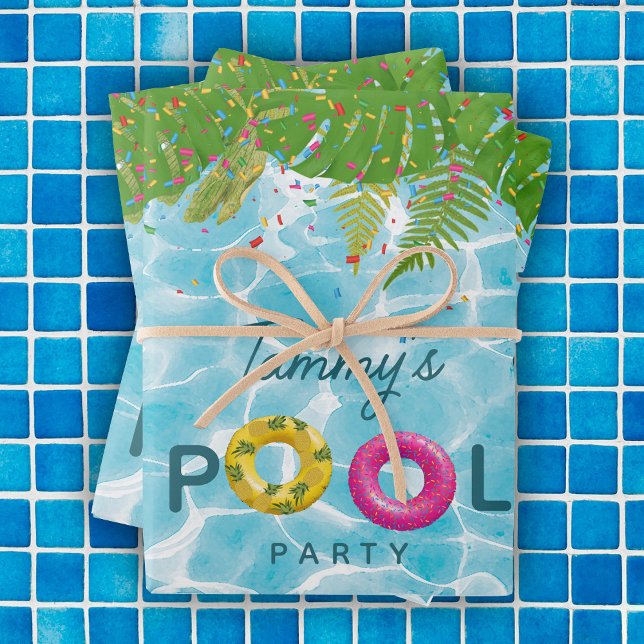 Tropical Pool Party Swimming Pool Birthday  Wrapping Paper Sheet (Tropical Pool Party Swimming Pool Birthday Wrapping Paper Sheets)
