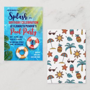 Tropical Pool, Pool Party Birthday Handout Tickets
