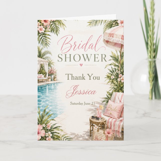Tropical Poolside Bridal Shower Invitation (Front)
