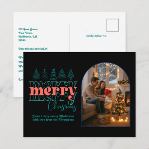 Tropical Pop Cozy Arch Photo Merry Christmas Holiday Postcard