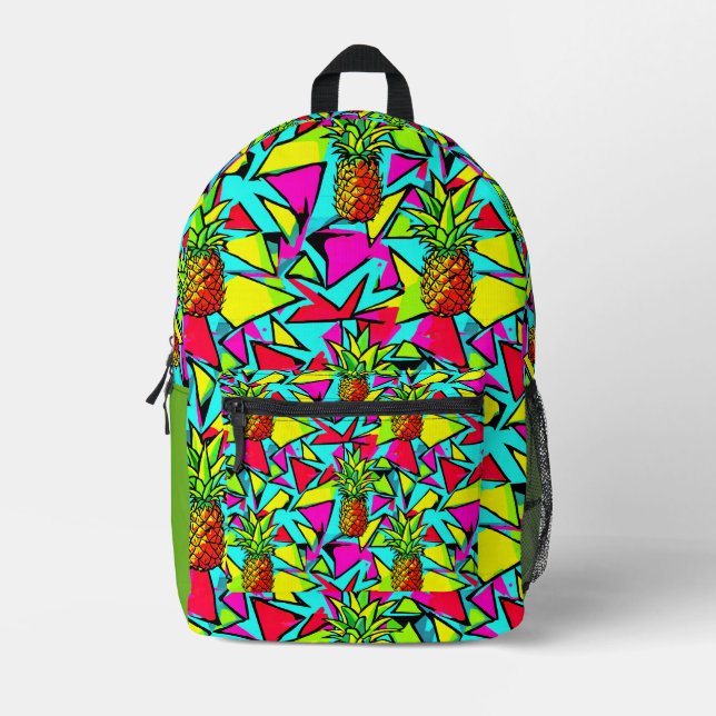 Tropical Pop Pineapple Printed Backpack (Front)