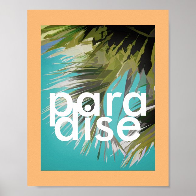 tropical poster with text paradise tropical palm (Front)