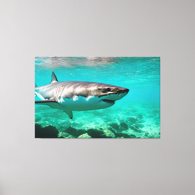 Tropical Predator: Great White Shark Canvas Print (Front)