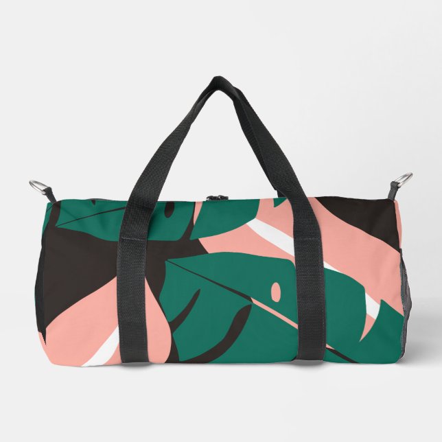 Tropical Print Black Bold  Duffle Bag (Front)