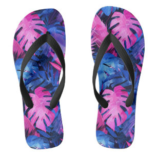 Tropical Print Flip Flops