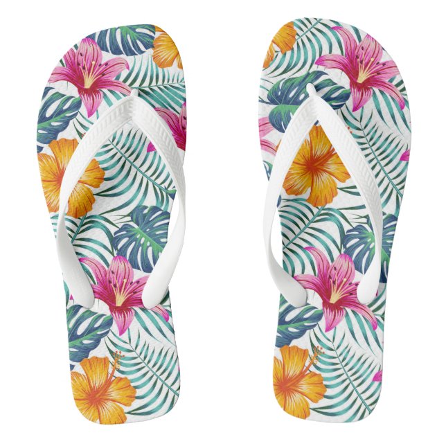 Tropical Print Flip Flops (Footbed)