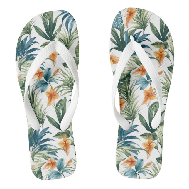Tropical Print Flip Flops (Footbed)