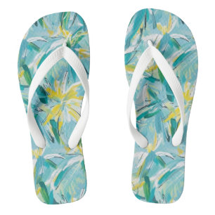 Tropical Print Flip Flops