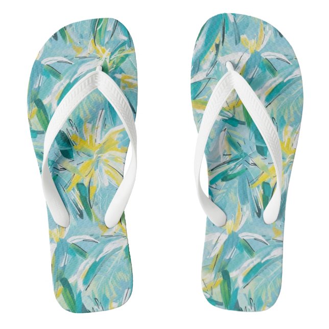 Tropical Print Flip Flops (Footbed)