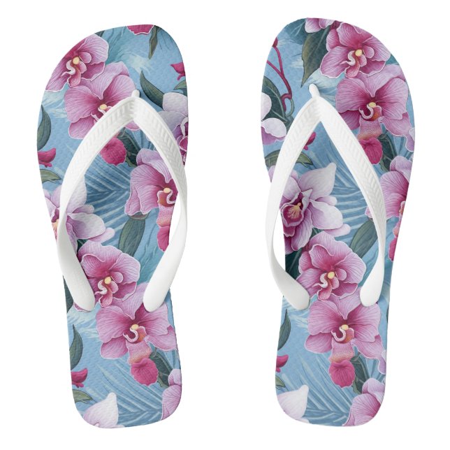 Tropical Print Flip Flops (Footbed)