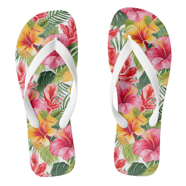 Tropical Print Flip Flops (Footbed)