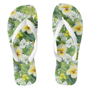 Tropical Print Flip Flops