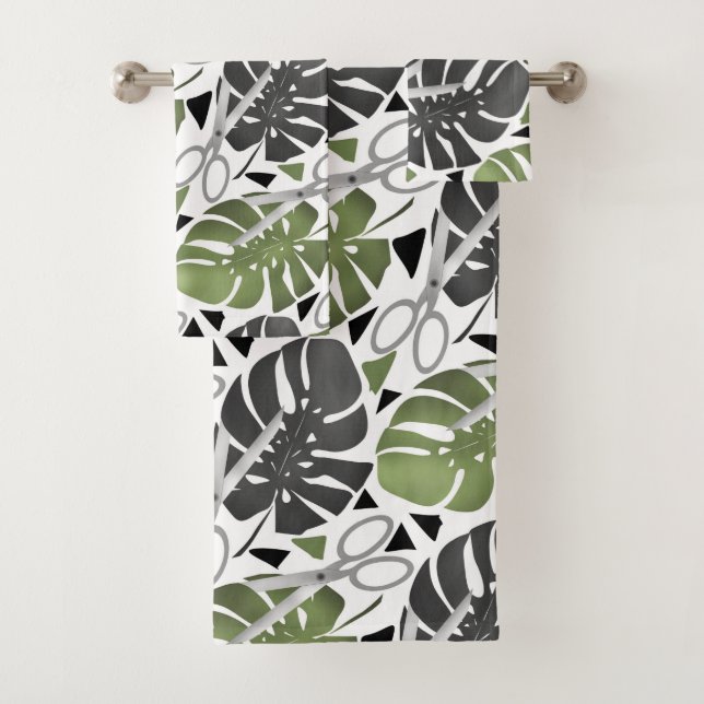 Tropical print monstera leaves scissors jungle exo (En situation)