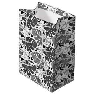 Tropical print monstera leaves scissors jungle exo medium gift bag
