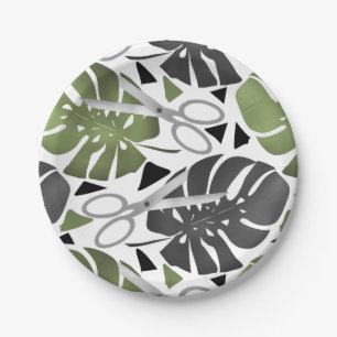 Tropical print monstera leaves scissors jungle exo paper plate