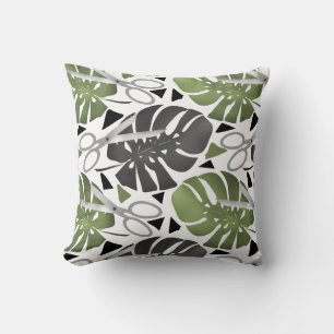 Tropical print monstera leaves scissors jungle exo throw pillow