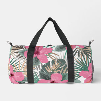 Tropical Print Pink Hibiscus Duffle Bag