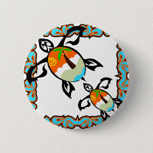 Tropical-print-turtle 2 Inch Round Button
