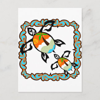 Tropical-print-turtle Postcard