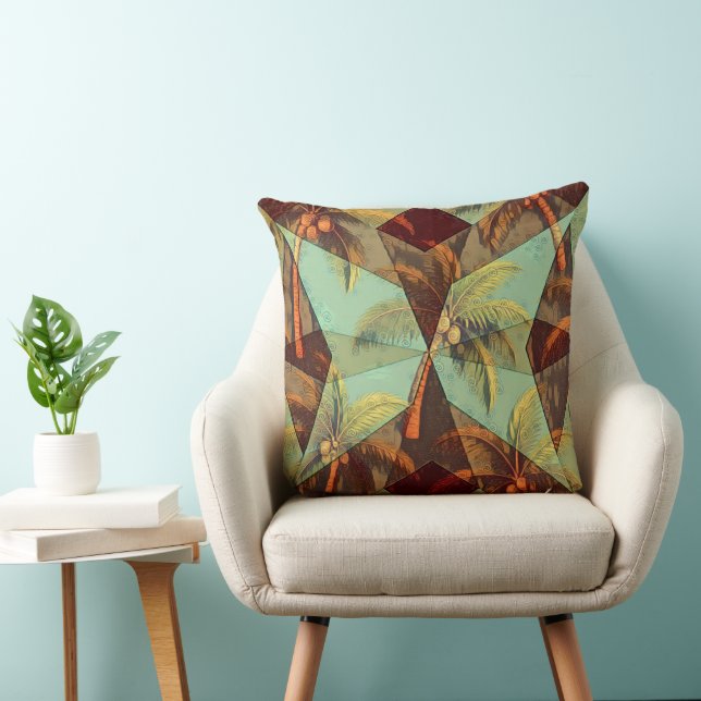 Tropical Prism – Abstract Geometric Palm Desιgn Throw Pillow (Chair)