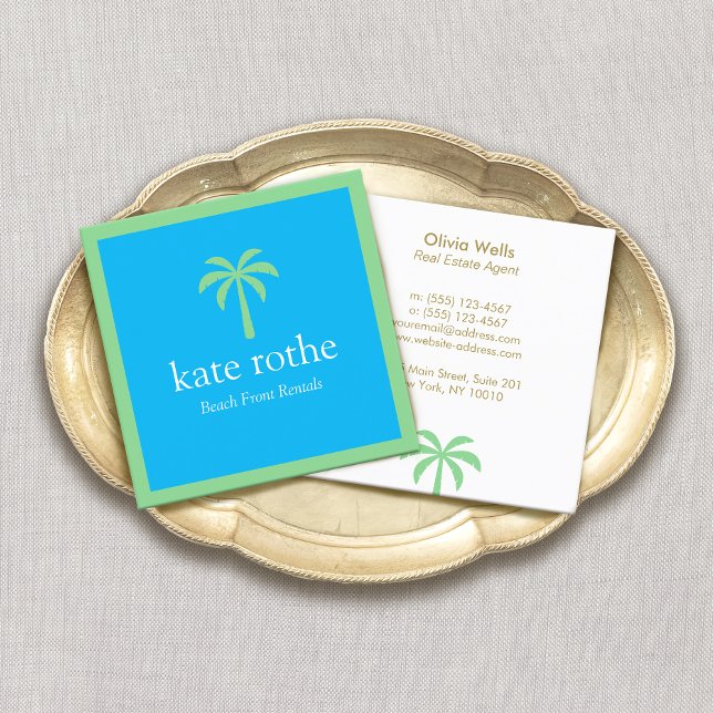 Tropical Properties Palm Tree  Square Calling Card (Creator Uploaded)