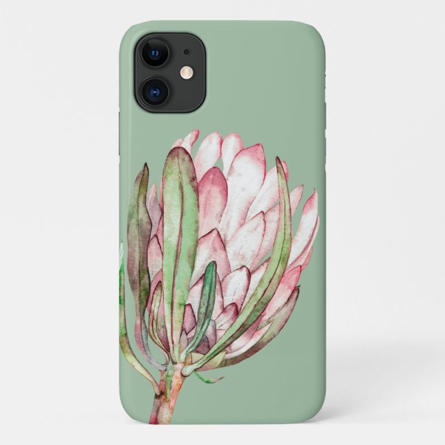 Tropical Protea Floral on Mint Case-Mate iPhone Case (Back)