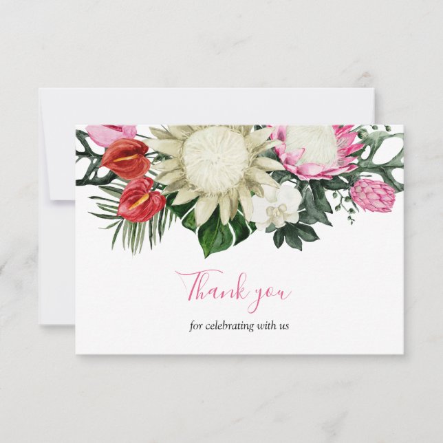 Tropical Protea Flower Baby Shower Thank You Invitation (Front)
