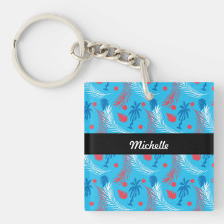 Tropical Puertorican Themed Island Pattern Name  Keychain