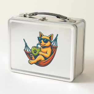 Tropical Pup Vibes Metal Lunch Box