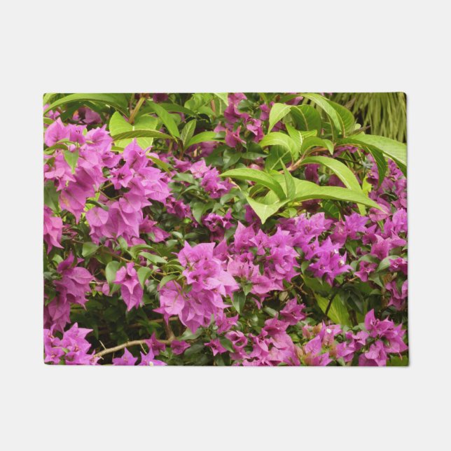 Tropical Purple Bougainvillea Floral Doormat (Front)