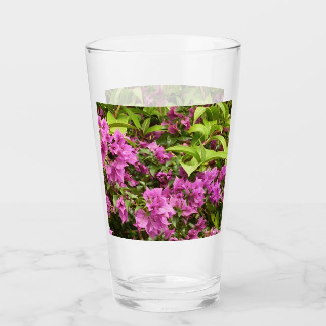 Tropical Purple Bougainvillea Floral Glass (Front)