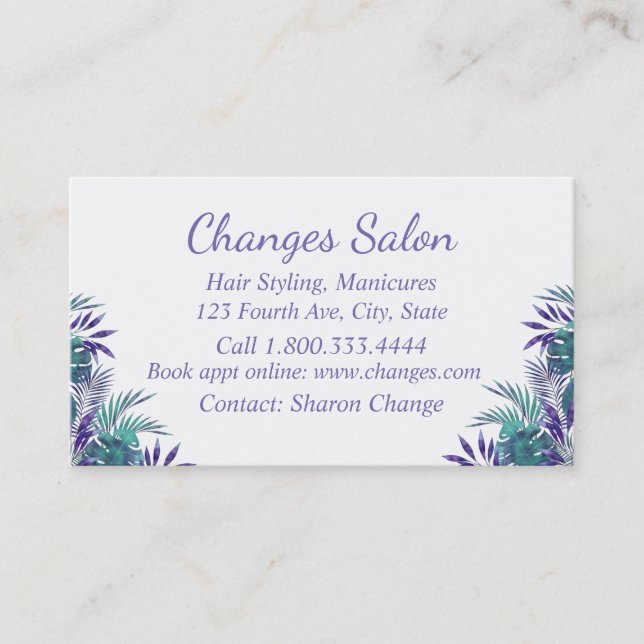 Tropical Purple Cheveux & Nails Carte de visite pe (Devant)