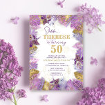 Tropical Purple Gold Surprise 50th Birthday Invitation<br><div class="desc">Surprise your loved one with an elegant tropical-inspired theme birthday party celebration! This invitation features a beautiful combination of tropical leaf images in faux gold foil and purple watercolor textures, as well as modern script typography. Personalize the invitation with your own special message to make the celebration even more special....</div>