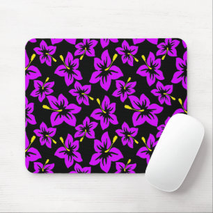 Tropical Purple Hawaiian Hibiscus Flowers Mouse Pad