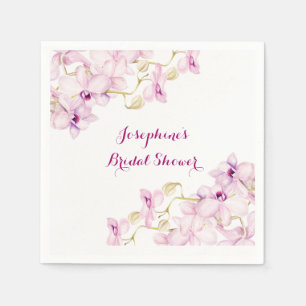 Tropical Purple Orchid Floral Bridal Shower Napkin