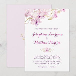 Tropical Purple Orchid Floral Faire-part de mariag