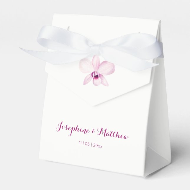 Tropical Purple Orchid Floral Wedding Favor Box (Front Side)