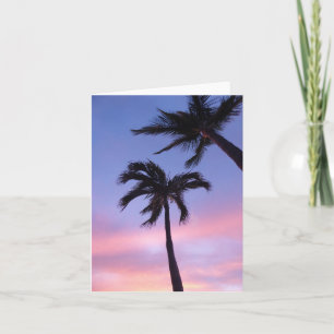 Tropical Purple Palm Trees Folded Greeting Card