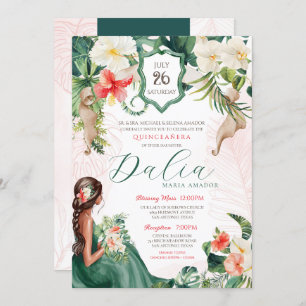 Tropical Quinceanera Birthday Invitation