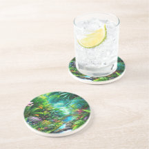 Tropical rain forest with trees and flowers