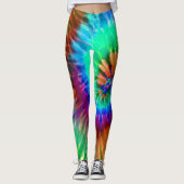 Tropical Rainbow Starburst Trendy Tie Dye Leggings (Front)