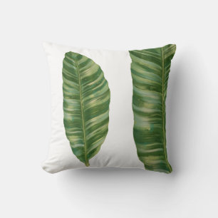 Tropical Rainforest Banana Leaf Foliage Spa Resort Throw Pillow