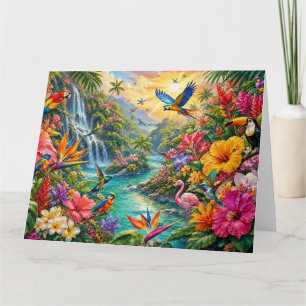 Tropical Rainforest Birds Thank You Greeting Card