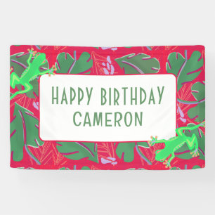 Tropical Rainforest Frog Birthday Banner