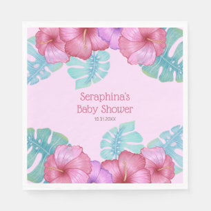 Tropical Rainforest Hibiscus Flower Baby Shower Napkin