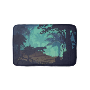 Tropical rainforest, jaguar evening background. bath mat