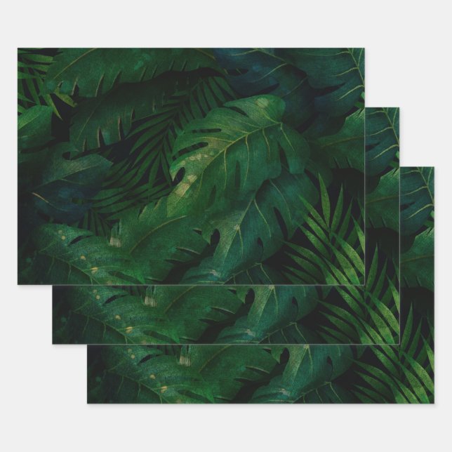 Tropical Rainforest Leafy Foliage Wrapping Paper Sheet (Set)